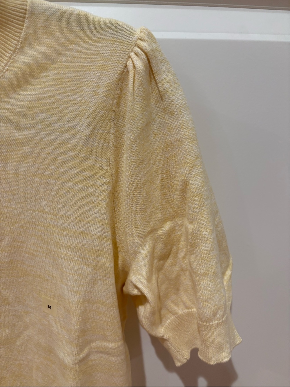 LOFT Pale Yellow Short Sleeve Puff Shoulder Sweater - Picture 3 of 4
